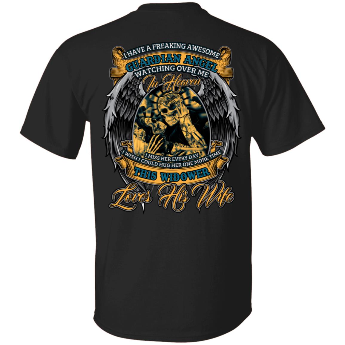 CubeBik I Have A Freaking Awesome Guardian Angel Watching Over Me In Heaven I Miss Her Everyday Print On Back T-Shirt