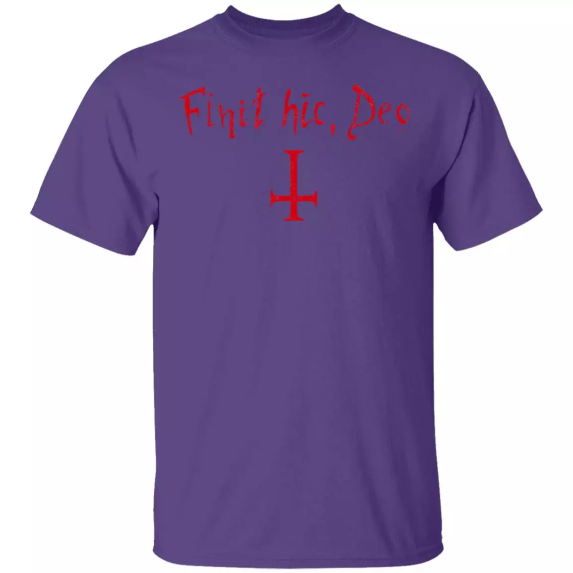Finit HIC Deo God Ends Here Nun T-Shirt - The Upside Down Cross, Purple, Unisex T-Shirt Finit HIC Deo God Ends Here Nun T-Shirt - The Upside Down Cross, Purple, Unisex T-Shirt