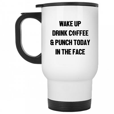 14 oz. White Travel Mug