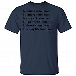 Single Funny Crossword Letters T-Shirt - Smash Ignore Neglect Go Leave Enjoy V-Neck Shirt, Navy, Unisex T-Shirt
