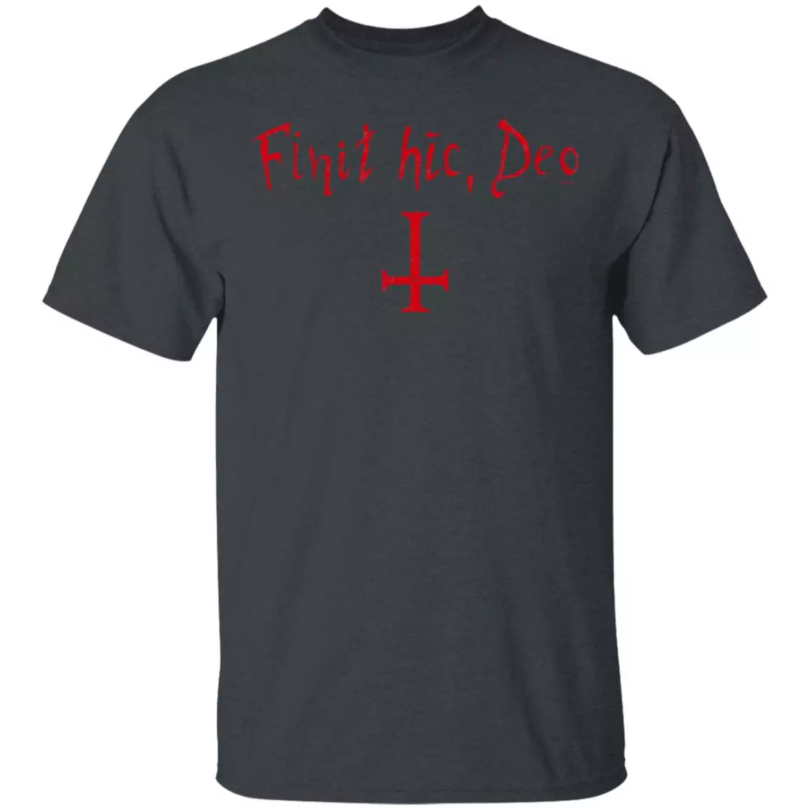 Finit HIC Deo God Ends Here Nun T-Shirt - The Upside Down Cross, Dark Heather, Unisex T-Shirt Finit HIC Deo God Ends Here Nun T-Shirt - The Upside Down Cross, Dark Heather, Unisex T-Shirt