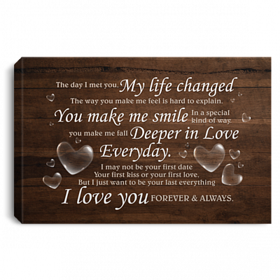 The Day I Met You My Life Changed Hunting Gallery Wrapped Framed Canvas Prints - Unframed Poster, Black, 0.75'' Framed Canvas