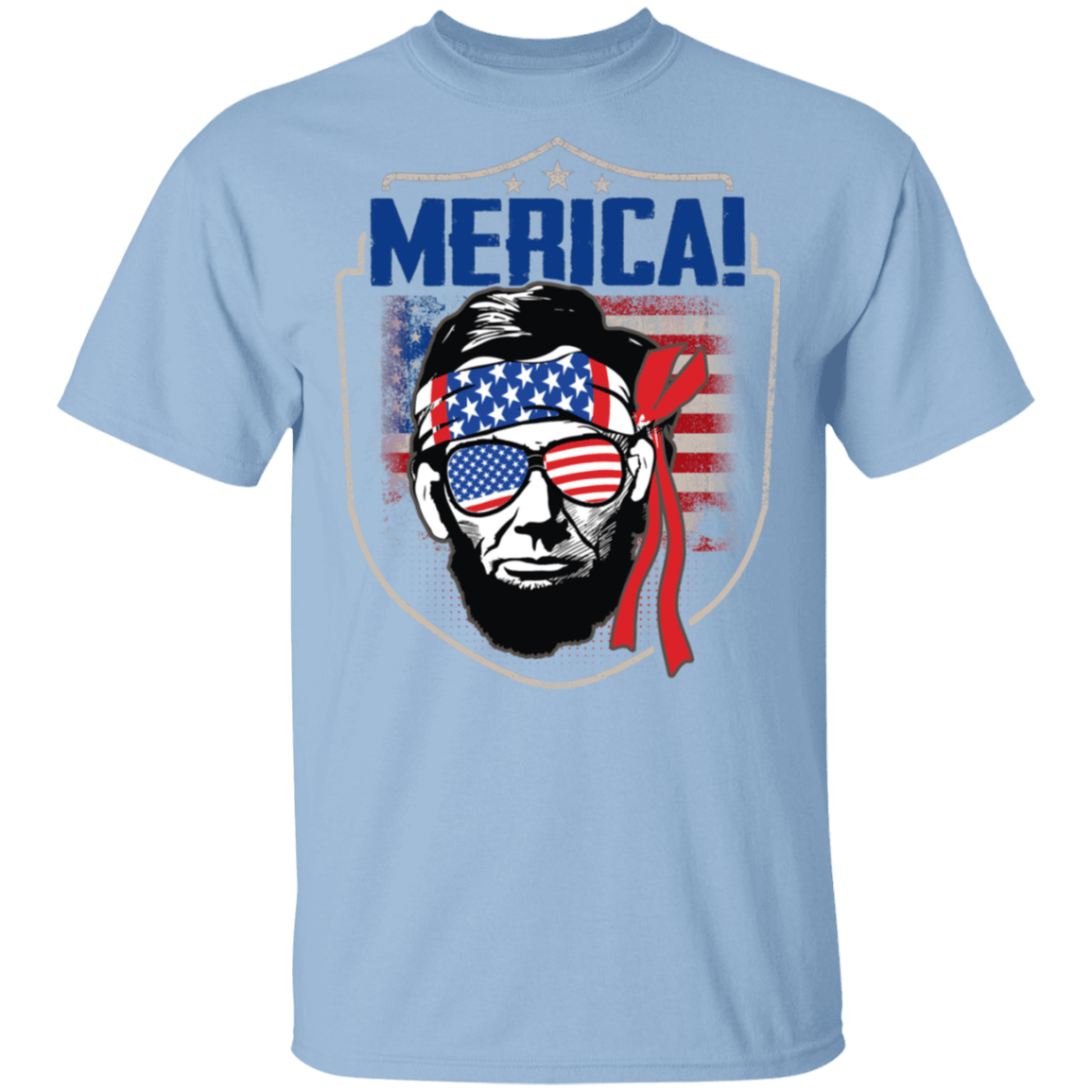 4th of July Gifts Murica Merica T Shirt Patriotic American Party USA Presidents Abraham Lincoln Shirt, Light Blue, Unisex T-Shirt