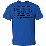 Single Funny Crossword Letters T-Shirt - Smash Ignore Neglect Go Leave Enjoy V-Neck Shirt, Royal, Unisex T-Shirt