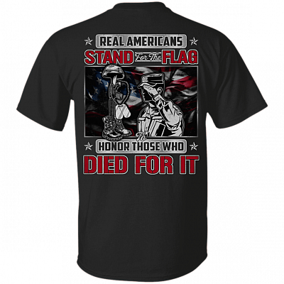 Alternative view of Stand For The Flag Honor Those Who Died For It T-Shirt - Patriot Veteran 2 Sided Front Back T-Shirt
