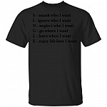 Single Funny Crossword Letters T-Shirt - Smash Ignore Neglect Go Leave Enjoy V-Neck Shirt, Black, Unisex T-Shirt
