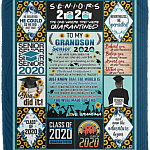 To My Grandson Senior 2020 You Were Born When The World Was Grieving From Grandma Fleece Blanket - Premium Sherpa Blanket, White, Cozy Plush Fleece Blanket - 50x60