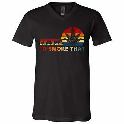 I'd Smoke That BBQ Grilling Smoke Funny Party Vintage T-Shirt V-neck - BBQ Grilling Smoke Lover Gift Shirt Ug, Black, V-Neck T-Shirt