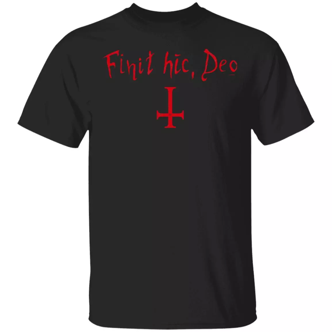 Finit HIC Deo God Ends Here Nun T-Shirt - The Upside Down Cross, Black, Unisex T-Shirt Finit HIC Deo God Ends Here Nun T-Shirt - The Upside Down Cross, Black, Unisex T-Shirt