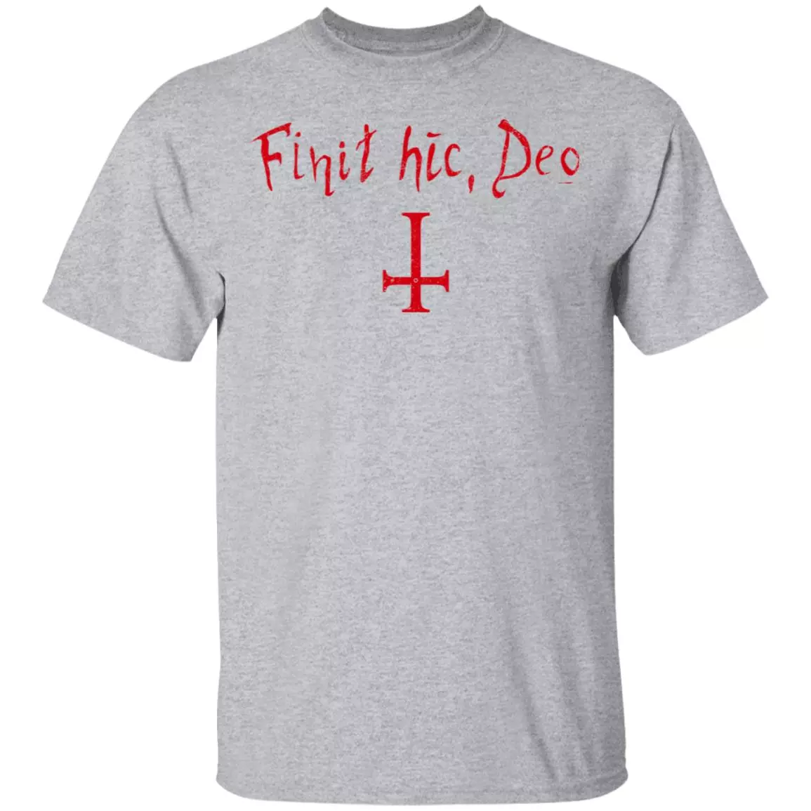 Finit HIC Deo God Ends Here Nun T-Shirt - The Upside Down Cross, Sport Grey, Unisex T-Shirt Finit HIC Deo God Ends Here Nun T-Shirt - The Upside Down Cross, Sport Grey, Unisex T-Shirt