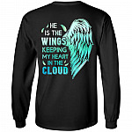 He Is The Wings Keeping My Heart In The Cloud Hoodie Sweatshirt - Her Guardian His Angel Love Couples Shirt, Black, Long Sleeve He Is The Wings Keeping My Heart In The Cloud Hoodie Sweatshirt - Her Guardian His Angel Love Couples Shirt, Black, Long Sleeve