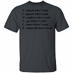 Single Funny Crossword Letters T-Shirt - Smash Ignore Neglect Go Leave Enjoy V-Neck Shirt, Dark Heather, Unisex T-Shirt