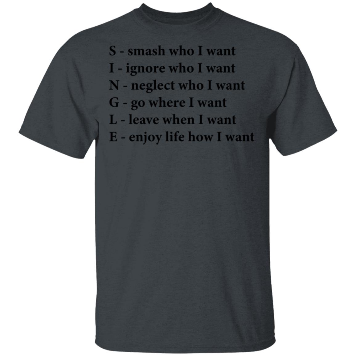 Single Funny Crossword Letters T-Shirt - Smash Ignore Neglect Go Leave Enjoy V-Neck Shirt, Dark Heather, Unisex T-Shirt
