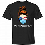 Medical Assistant Wearing American Flag Glasses T-Shirt - MA Gifts, Black, Unisex T-Shirt
