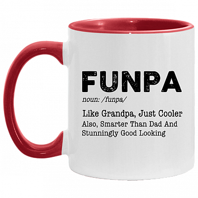 Funpa Definition Fun Grandpa Ceramic Accent Mug - Father's Day Grandfather Gift Mug, White/Red, 11 oz. Accent Mug