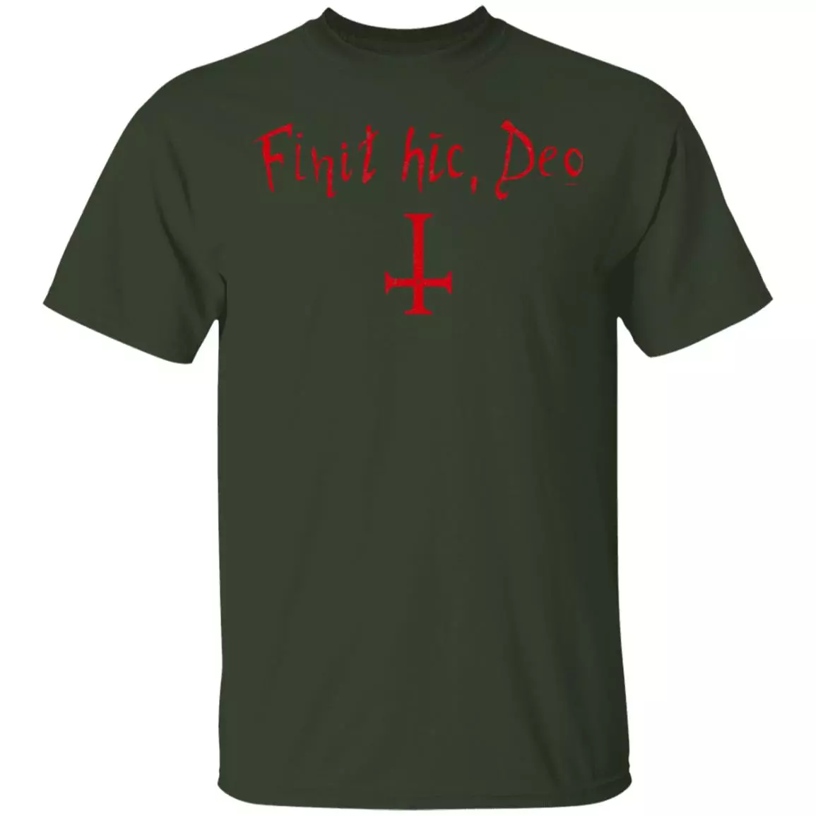 Finit HIC Deo God Ends Here Nun T-Shirt - The Upside Down Cross, Forest, Unisex T-Shirt Finit HIC Deo God Ends Here Nun T-Shirt - The Upside Down Cross, Forest, Unisex T-Shirt