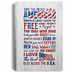 Proud To Be An American Where At Least I Know I'm Free Gallery Wrapped Framed Canvas Prints, White, 0.75'' Framed Canvas