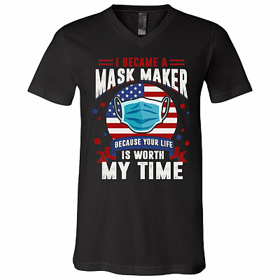 T-Shirt V-Neck Template (Official), Black, V-Neck T-Shirt