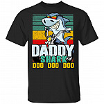 Daddy Shark Driving Motorbike Doo Doo T-Shirt - Vintage Biker Father Shirt, Black, Unisex T-Shirt