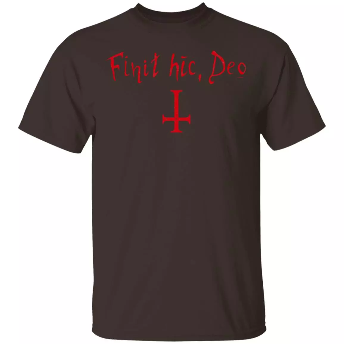 Finit HIC Deo God Ends Here Nun T-Shirt - The Upside Down Cross, Dark Chocolate, Unisex T-Shirt Finit HIC Deo God Ends Here Nun T-Shirt - The Upside Down Cross, Dark Chocolate, Unisex T-Shirt