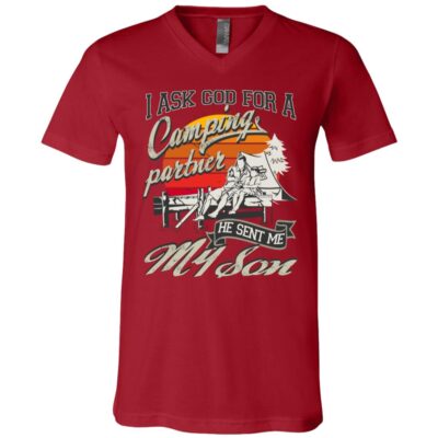 I Asked God For A Camping Partner T-Shirt - He Sent Me My Son Shirt Dad Son Camping Lover Happy Camper Shirt