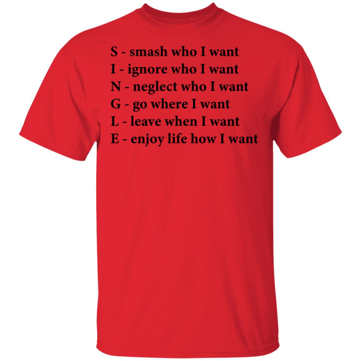 Single Funny Crossword Letters T-Shirt - Smash Ignore Neglect Go Leave Enjoy V-Neck Shirt, Red, Unisex T-Shirt
