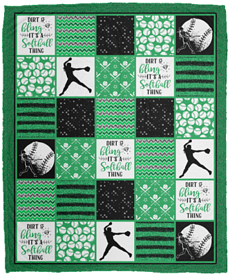 Dirt And Bling It's A Softball Thing Meme Fleece Blanket - Softball Fastpitch Life Quote Sherpa Woven Blanket