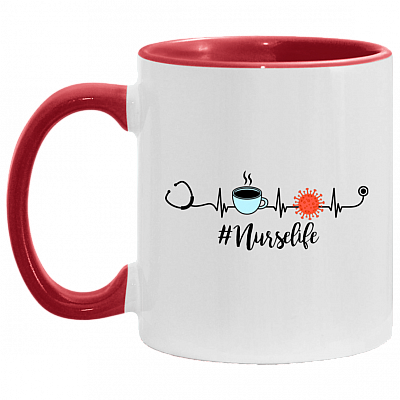 Nurse Life Heart Beat Coffee 2020 Quarantined Accent Mug