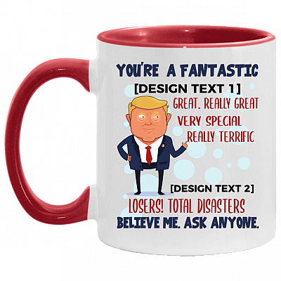 Personalized You're a Fantastic Mom Great Really Great Accent Mug, White/Red, 11 oz. Accent Mug