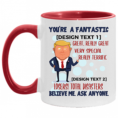 Personalized You're a Fantastic Mom Great Really Great Accent Mug, White/Red, 11 oz. Accent Mug