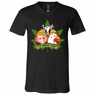 I'd Smoke That BBQ Grilling Funny Party Vintage T-Shirt V-neck - BBQ Smoker Gift Lovers Funny Smoking Shirt