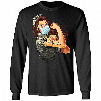 Army Mom Strong Women Quarantine Hoodie - Sweatshirt - Long Sleeve Shirt