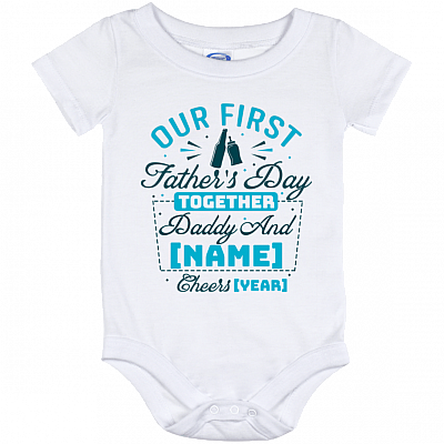 Personalized Our First Father's Day Together Cute Baby Onesie - Funny Drinking Onesies for Toddlers