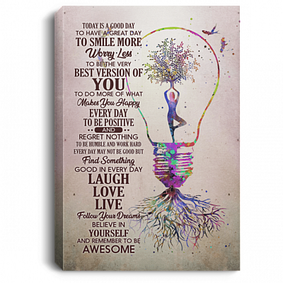 Yoga Smile More Worry Less Framed Canvas Print Unframed Poster - Yoga Good Day Laugh Love Live Decor Wall Art
