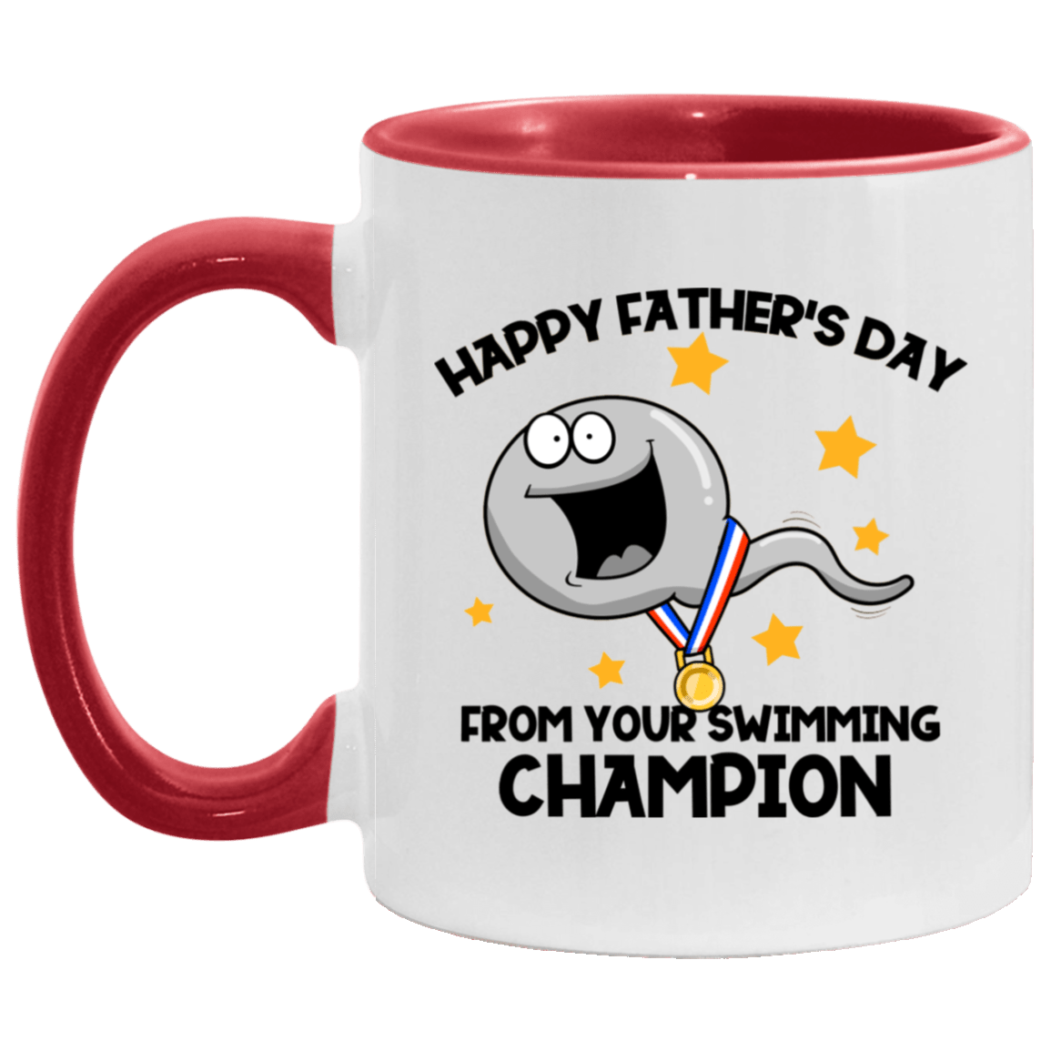 Happy Father's Day From Your Swimming Champion Ceramic Accent Mug - Coffee Mug, White/Red, 11 oz. Accent Mug