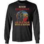 Never Underestimate an Old Man with a Guitar Vintage Retro Hoodie - Sweatshirt - Long Sleeve Shirt, Black, Long Sleeve Never Underestimate an Old Man with a Guitar Vintage Retro Hoodie - Sweatshirt - Long Sleeve Shirt, Black, Long Sleeve
