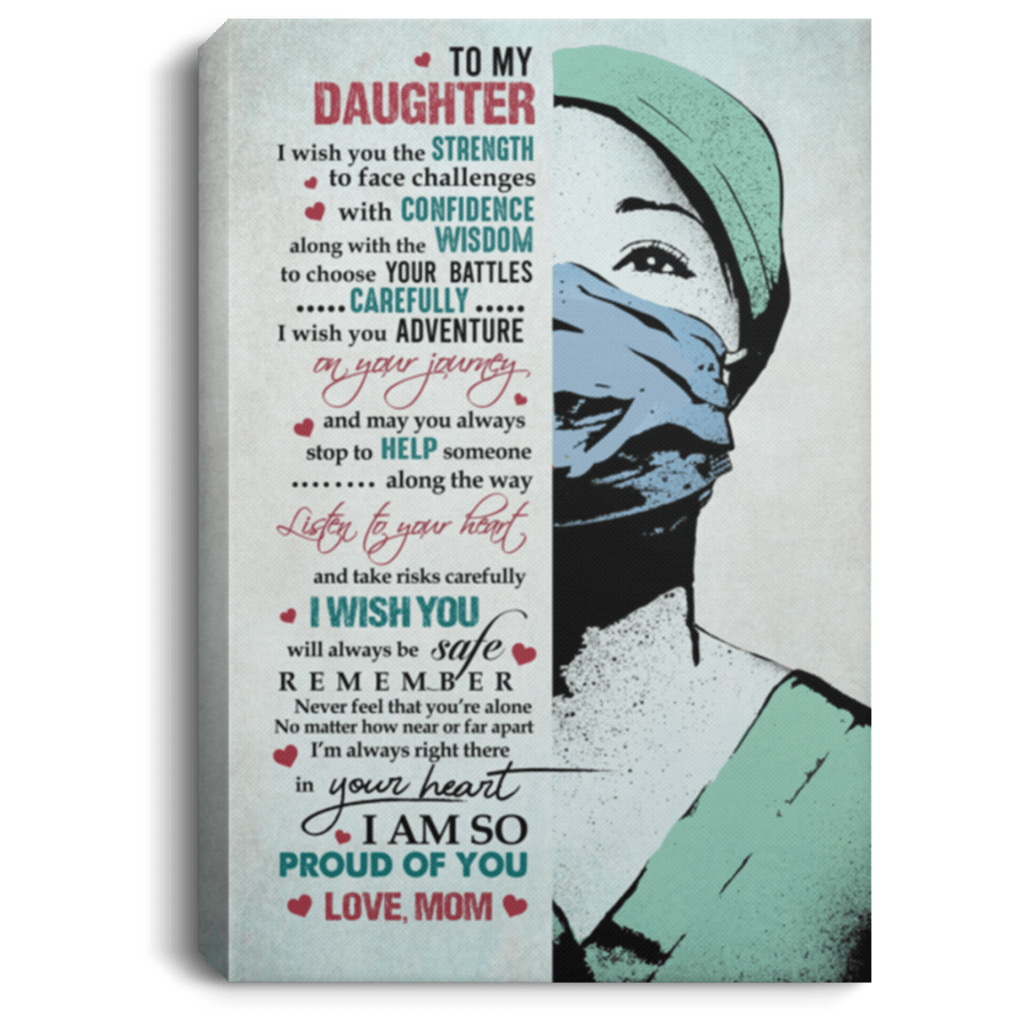 To My Daughter I Wish You the Strength to Face Challenges with Confidence Framed Canvas - Unframed Poster, White, 0.75'' Framed Canvas