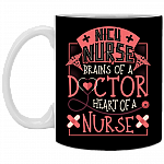 NICU Nurse Brain of of Doctor Ceramic Coffee Mug - Beer Stein - Water Bottle - Color Changing Mug, Black, 11 oz. White Mug