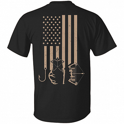 Dad Hunting Fishing Print On Back Shirt - Funny Fathers Day Gift Shirt, Black, Unisex T-Shirt