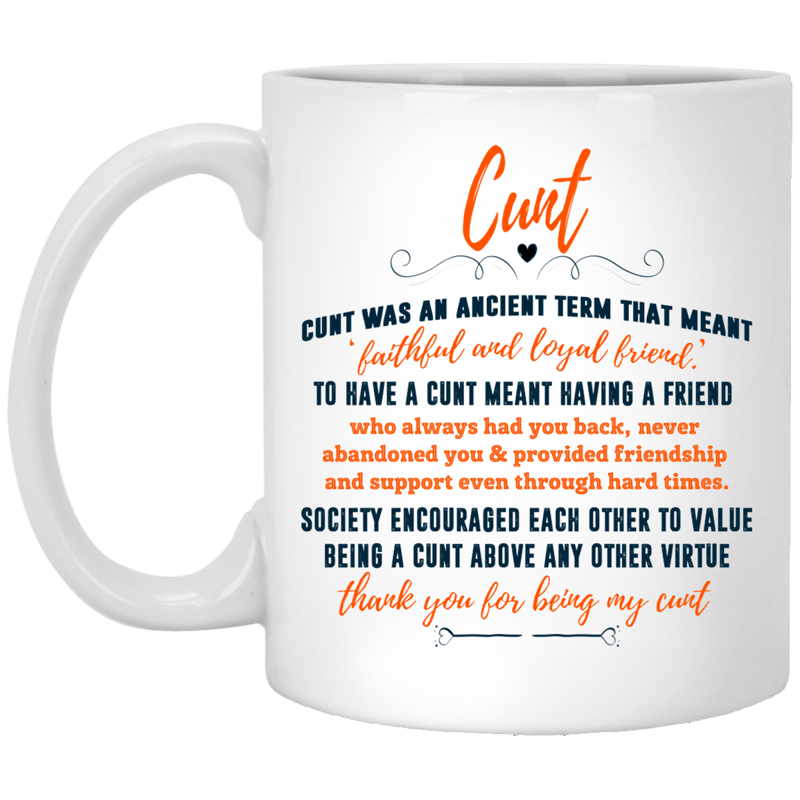 Thank For Being My Cunt Ceramic Coffee Mug - Water Bottle - Color Changing Mug, White, 11 oz. White Mug