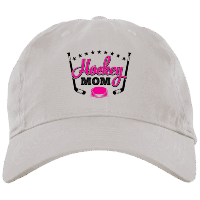 Hockey Mom Lover Twill Cap - Trucker Hat, White, Brushed Twill Dad Cap