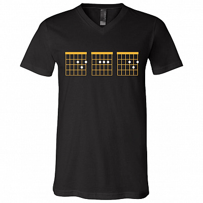 Dad Guitar T-Shirt - Happy Father's Day V-Neck Shirt, Black, V-Neck T-Shirt