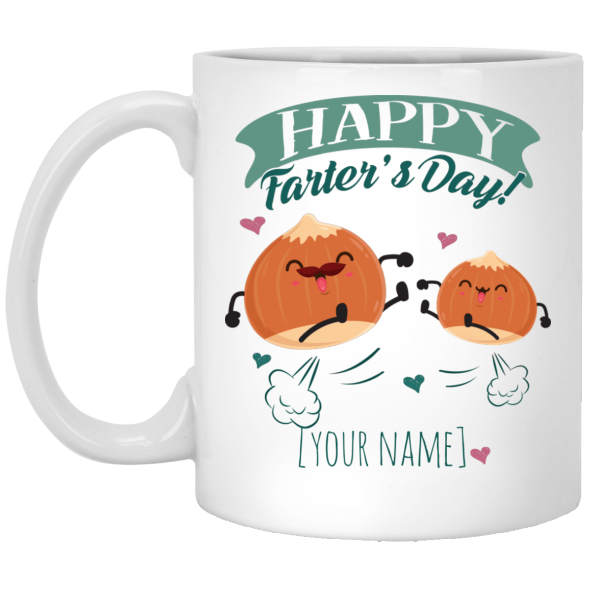 Personalized Happy Farter's Day Coffee Mug - Beer Stein - Water Bottle - Cute Father's Day Gift, White, 11 oz. White Mug