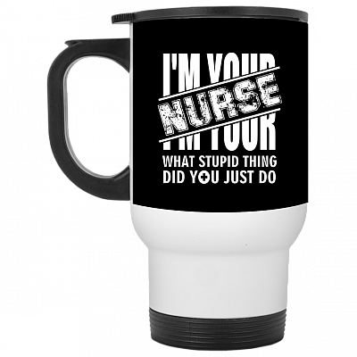 14 oz. White Travel Mug