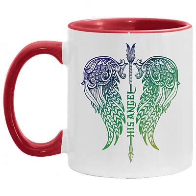 His Angel - Her Guardian Wings Couple Accent Mug, White/Red, 11 oz. Accent Mug