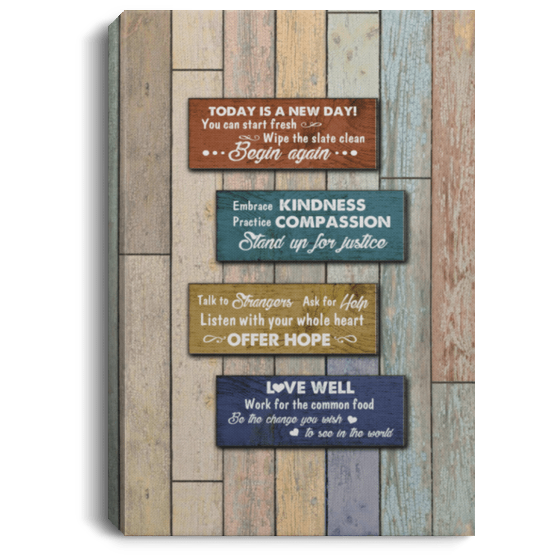 Today Is A New Day Vintage Gallery Wrapped Framed Canvas Prints - Unframed Poster - Home Decor Wall Art, White, 0.75'' Framed Canvas