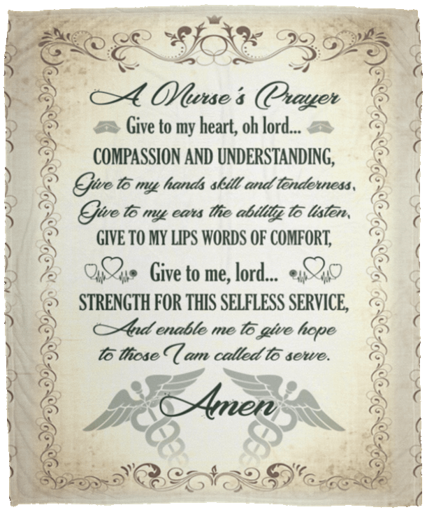 A Nurse's Prayer Gift For Nurse Fleece Blanket - Premium Sherpa Blanket - Woven Blanket, White, Cozy Plush Fleece Blanket - 50x60