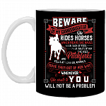 Beware of My Granddaughter She Rides Horses Which Means She Hauls Ceramic Coffee Mug - Beer Stein - Water Bottle, Black, 11 oz. White Mug