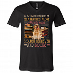 A Woman Cannot Be Quarantined Alone She Also Needs Golden Retriever and Books T-Shirt - V-Neck, Black, V-Neck T-Shirt A Woman Cannot Be Quarantined Alone She Also Needs Golden Retriever and Books T-Shirt - V-Neck, Black, V-Neck T-Shirt