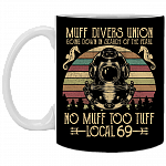 Scuba Muff Divers Union Going Down in Search of the Pearl Local 69 Ceramic Coffee Mug - Beer Stein - Water Bottle, Black, 11 oz. White Mug